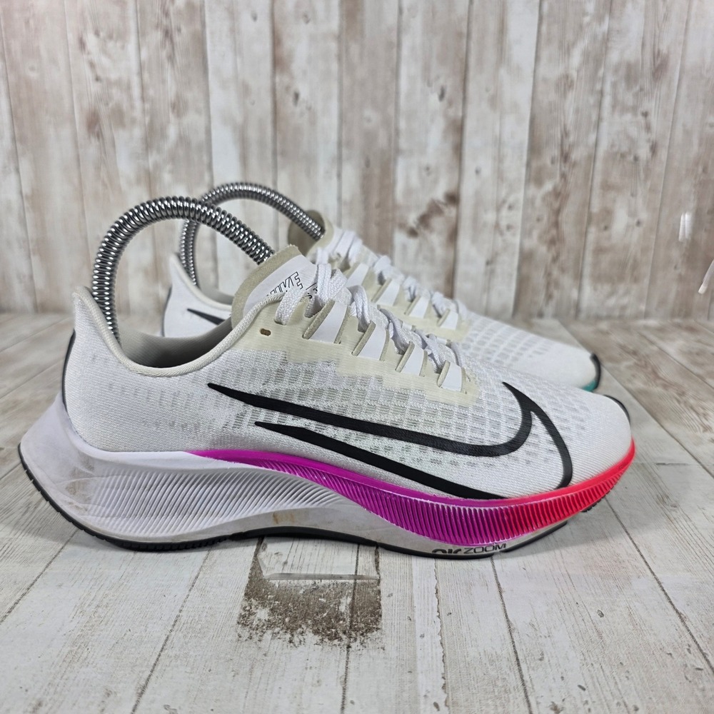 Nike‎ Air Zoom Pegasus 37 Womens Running Shoes White Black BQ9647-103 Size 6